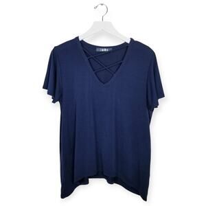 COIN 1804 V-neck Modal Navy Blue Top - Large